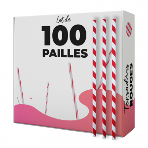 boîte de 100 pailles torsadées rouges
