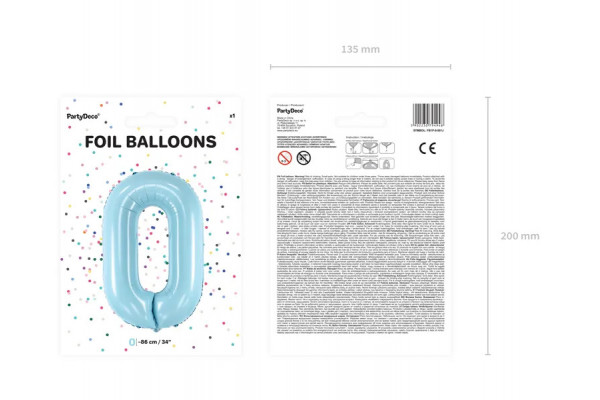 ballon chiffre 0 bleu clair pack