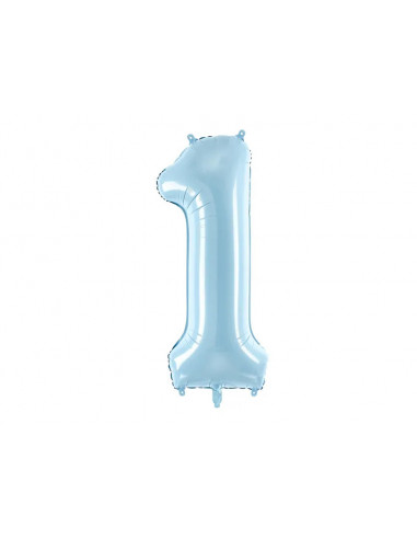 ballon chiffre 1 bleu clair