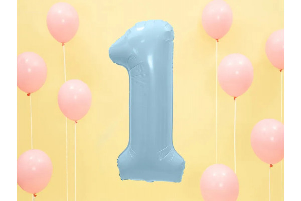 ballon chiffre 1 bleu clair ambiance