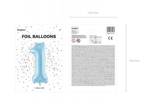 ballon chiffre 1 bleu clair pack