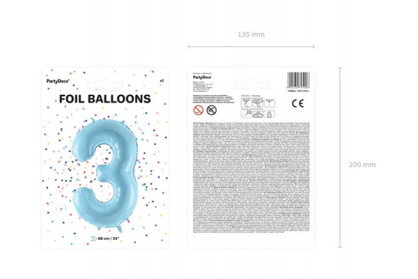 ballon chiffre 3 bleu alu  pack