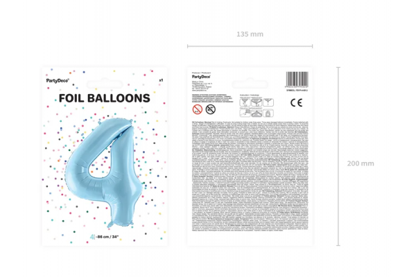 ballon chiffre 4 alu bleu pack