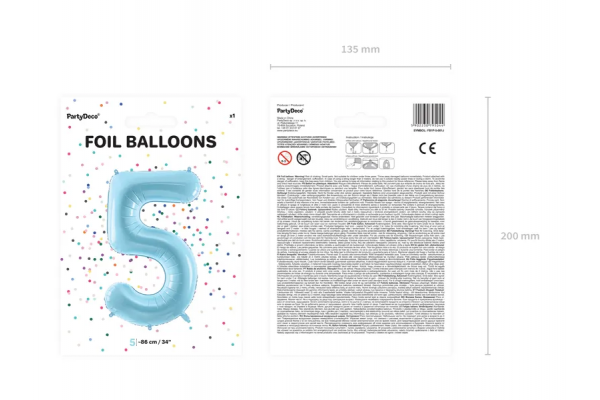 ballon chiffre 5 bleu alu pack