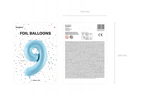 ballon chiffre 9 bleu  pack