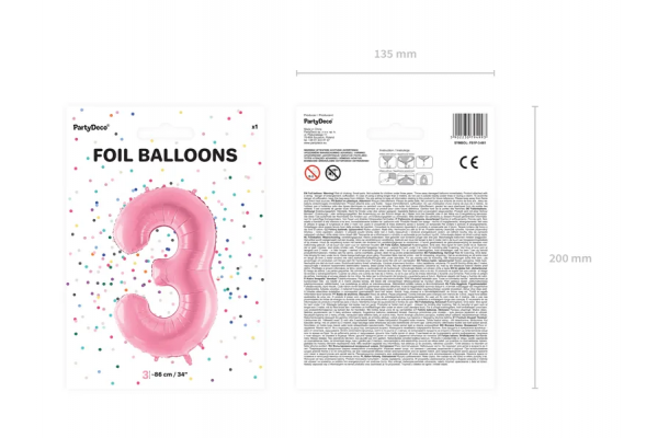 ballon chiffre 3 rose pack