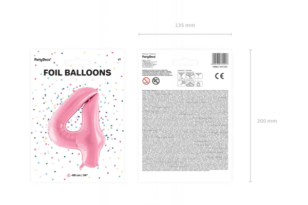 ballon chiffre 4 rose pack