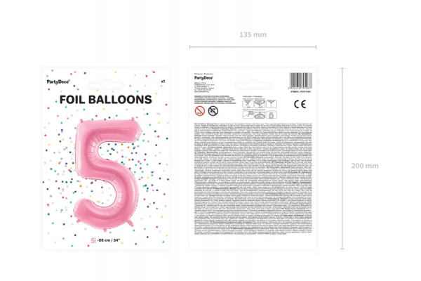 ballon chiffre 5 rose pack