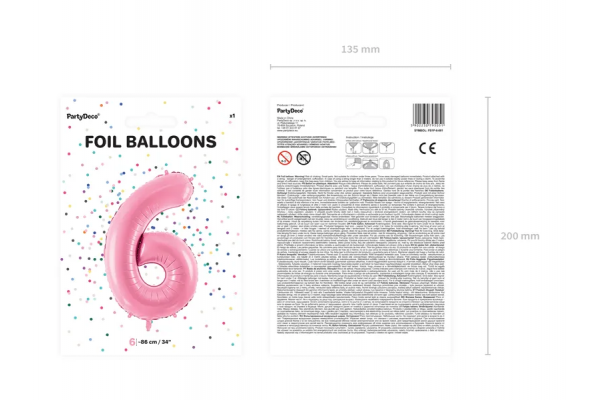 ballon chiffre 6 rose pack