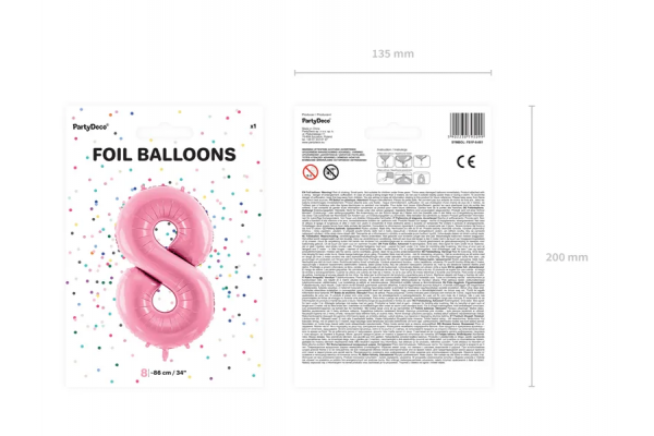 ballon chiffre 8 rose  pack