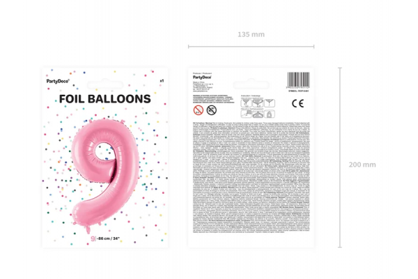 ballon chiffre 9 rose pack