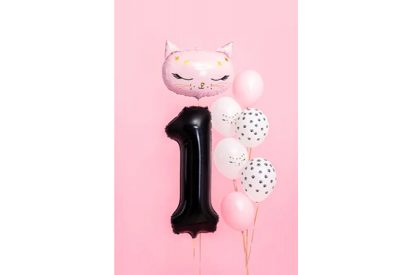 ballon chiffre 1 noir chat