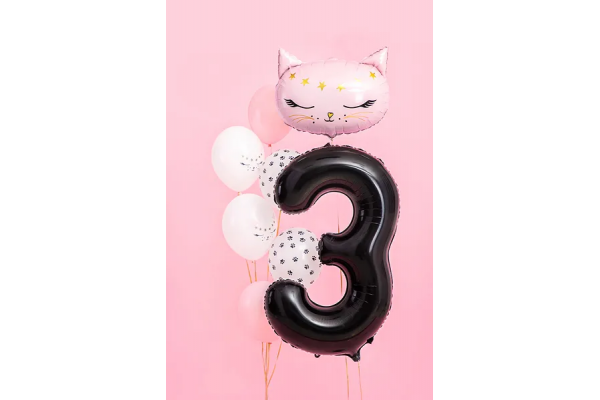 ballon chiffre 3 noire chat