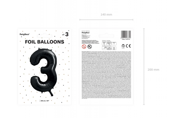 ballon chiffre 3 noire pack