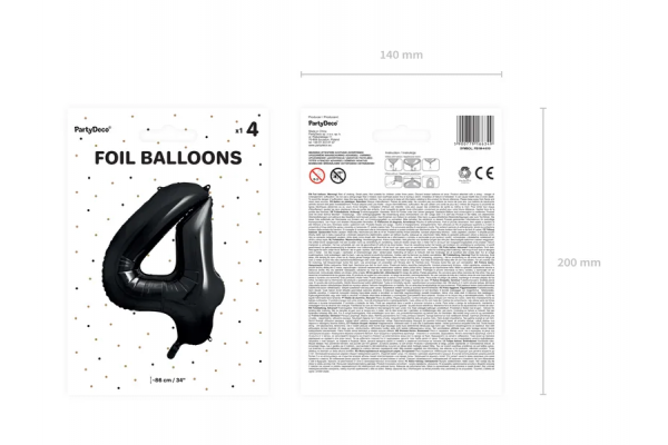 ballon chiffre 4 noir pack