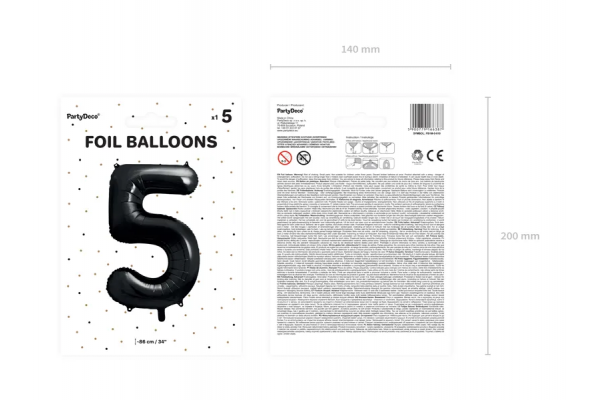 ballon chiffre 5 noir pack