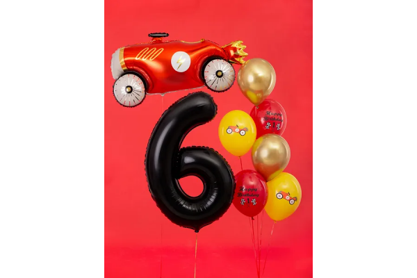 ballon chiffre 6 noir voiture