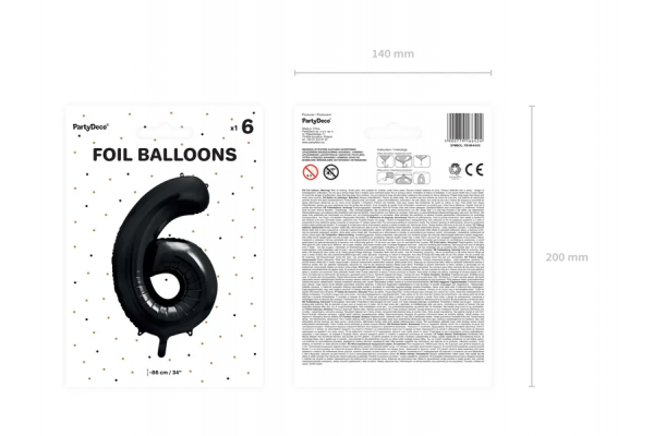 ballon chiffre 6 noir pack