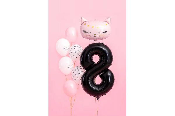 ballon chiffre 8 noir chat