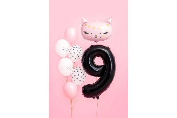 ballon chiffre 9 noir chat