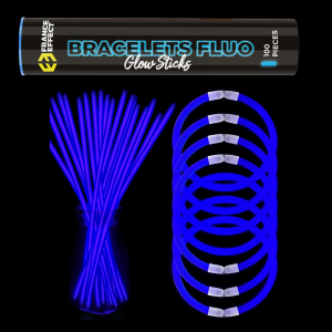 pailles et bracelets lumineux fluos bleus