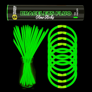pailles et bracelets lumineux verts fluos