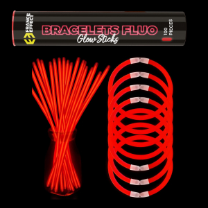 pailles et bracelets lumineux rouges fluos