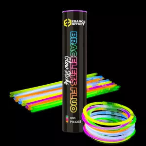 pailles et bracelets lumineux multicolors fluos