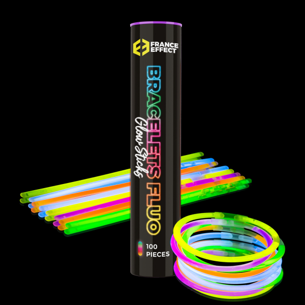 pailles et bracelets lumineux multicolors fluos