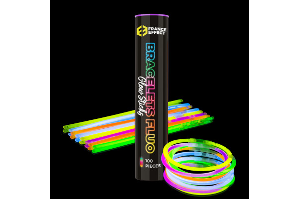 pailles et bracelets lumineux multicolors fluos