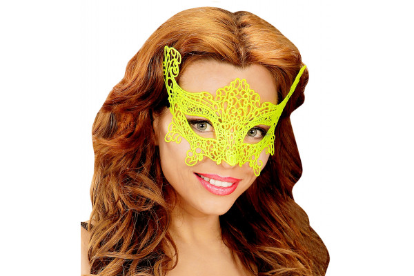 masque loup neon jaune dentelle