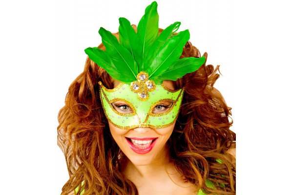 masque loup vert bresil plumes