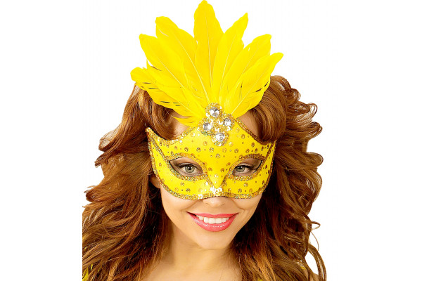 masque loup jaune bresil plumes