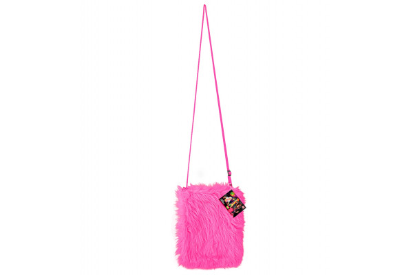 sac a main peluche rose fluo