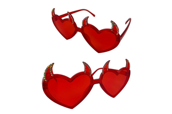 Lunettes accessoire coeur rouge démon