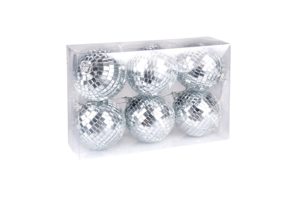 Lot de 6 boules à facettes argent