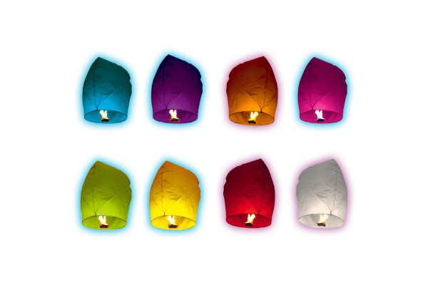 Lot de 10 lanternes volantes colorées