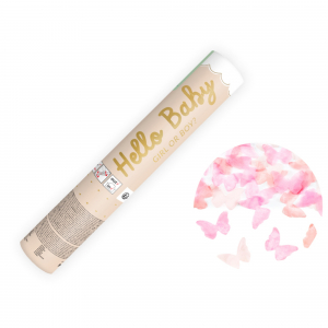 canon confettis papillons rose