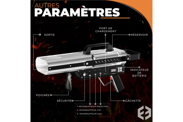 schéma et autres paramètres du lance flamme à double sortie dragon gun