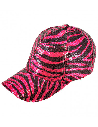 casquette sequins zebre rose