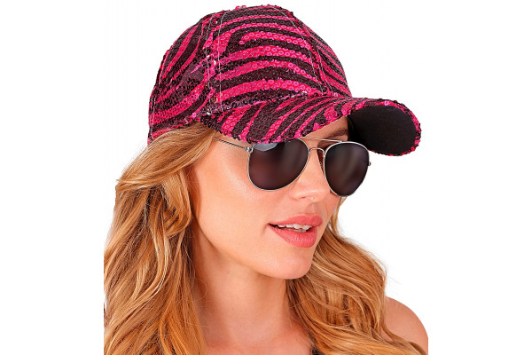 casquette sequins zebre rose femme