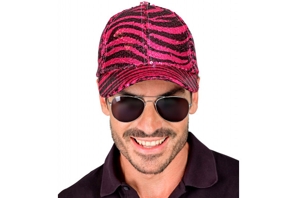 casquette sequins zebre rose homme