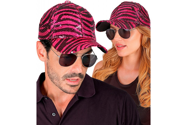 casquette sequins zebre rose effet