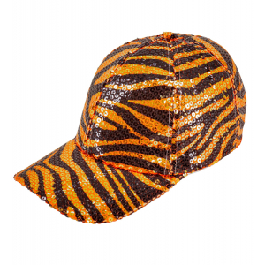 casquette sequins zebre orange