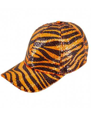 casquette sequins zebre orange