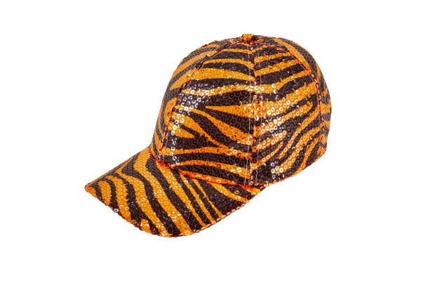 casquette sequins zebre orange