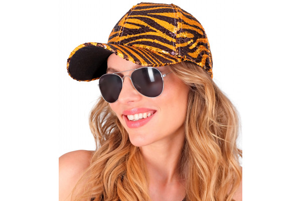 casquette sequins zebre orange femme