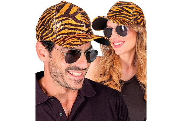 casquette sequins zebre orange effets