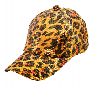 casquettes sequins leopard orange