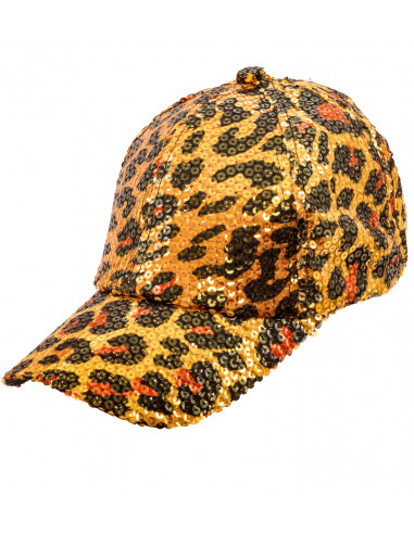 casquettes sequins leopard orange